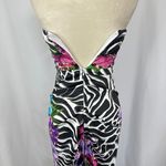 Cache Vintage Y2k  Strapless Maxi Dress Floral Zebra Print Ruched Formal Gown‎ 2 Photo 5