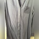 Soft Surroundings  Button-Up Long Sleeve tunic Shirt lace design 100% cotton sz M Photo 7