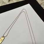 Love Charm Gold Tone Chain Necklace With stamped  And Blue Crystal Heart 36 Inch Photo 2