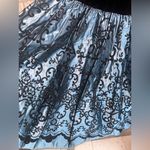 Jessica McClintock VINTAGE Black Velvet Bodice Taffeta Blue Skirt 4 Photo 3