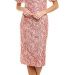 JS Collections Lia Puff Sleeve Midi Formal Dress in Pink Size 10 Photo 0