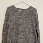 Coldwater Creek Black White Chunky Knit High Low Cotton Crew Neck Sweater PETITE Photo 1