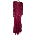 Mac Duggal  NWT Embellished Puff Sleeve V-Neck Gown in Burgundy Size 10 Photo 4