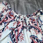 Lildy Tunic Dress Womens Large/XL White Pink Paisley Off The Shoulder Party Boho Photo 3