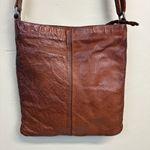 Spikes & Sparrow Brown Distressed Woven Leather Crossbody Bag Zip Top Photo 3