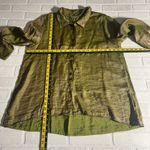 Habitat Blouse Top Womens Large Green Shimmery Metallic Button Up Collared Shirt Photo 1