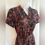 Nanette Lepore Black Floral Chiffon Maxi Shirt Dress Sz 4 Small 0380 Photo 2