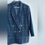Giorgio Di Sant Angelo 100% Pure Wool Blue and Green Plaid Blazer, Size 14 Photo 3