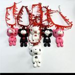 Colorful Bear Pendant Necklace Set Red Photo 0