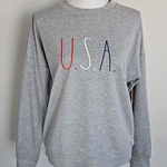 Rae Dunn Oversized USA Graphic Sweatshirt in Grey Size XS fits M to L Photo 0