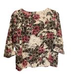 Hot Cotton by Marc Ware Floral Leopard Print Linen Top Blouse Small Pink Photo 1