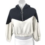 ZARA  Women's Black White Colorblock Hoodie Hooded Cropped Sweatshirt Top Size S Photo 0