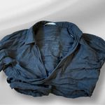 ZARA Linen Black Wraparound Cropped Top Photo 1