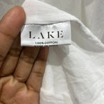 LAKE Poplin Ruffle Neck Dress in White Sleeveless Tiered Cotton Dress Sz M Size M Photo 5