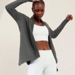 Athleta Pranayama Restore Rib Wrap Long Sleeve Cardigan in Charcoal Grey Sz M Photo 0