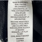 Halogen Sheer Polka Dot Long Sleeve Lace Yoke Mock Neck Split Back Top Black XS Photo 9