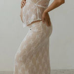 White 2 piece lace tube tie ruffle dress “Momyknows” Size M Photo 0