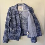 Anthropologie Cartonnier Navy Fern Brocade Smart Suit Jacket Womens Size 10 Blue Photo 3