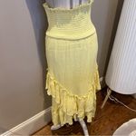 Butter Yellow Strapless Ruffle Dress Size L Photo 1