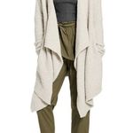 UGG Tan Grey Driftwood Cozy Fluffy Phoebe Open Drape Wrap Cardigan Sweater Photo 0