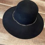 Saks 5th Avenue Saks Fifth Avenue Womens Wool Felt Floppy Hat with‎ Silver Chain Black One-Size Photo 3