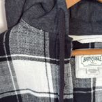 American Eagle Black + White Cotton Cozy Cabin Hooded Oversized Flannel Size XS Photo 5