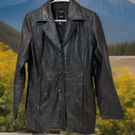 Y2K JLC New York Outerwear Button Up Leather Jacket Black Size M Photo 0