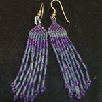 Vintage Style Throwback Lavender & Grey Beaded Boho Drop Earrings Photo 0