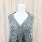 Womens Crochet Knit Fringe Vest Cardigan Sweater OS Gray Boho Hippie Festival Size undefined Photo 1