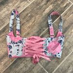 Dolls Kill Sugar Thrillz Underbust Corset Top Light Blue Pink Floral Lace Up Bustier Size S Photo 1