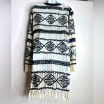 Nicole Miller Artelier Fringe midi boho crochet Black/Ivory Sheath Dress Sz M Photo 4