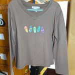 Fresh Produce Brown Flip Flips Long Sleeve Sweatshirt w/ Sleeve Pckt Size Medium Photo 0