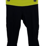 Lululemon ‎ Capri Leggings 6 Black Green Athleisure Gym Yoga Activewear Photo 0