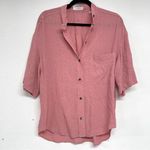 Equipment  Pink & Black Spotted Short Sleeve Button Down Oversized Blouse S Photo 0