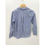 Loft  Blue White Pinstripe Dog Stripe Everyday Shirt Button Down Collar Small Photo 1