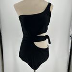 Aerie NWT  Cut Out Tie Asymmetrical One Piece Swimsuit Black 1 PC Photo 1