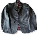 Studio Suits Hand Crafted Blazer Faux Leather Lapels Gray Size Medium Photo 2