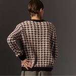 Anthropologie Maeve  Maroon Houndstooth Chunky Soft Knit Sweater Cardigan Small Photo 8