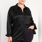 Old Navy  Women's Textured black Satin Button-Down Boyfriend Shirt Size XXL Tall Photo 0