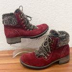 JOSEF SIEBEL Sandra 67 Burgundy Faux Fur Trim Suede Leather Ankle Boot Size 9 Photo 2