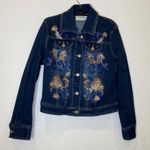 La Bellum Hillary Scott Women’s Jean Jacket Embellished Embroidered EUC Sz S Blue Photo 0