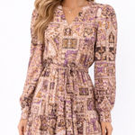 Marie Oliver Paisley Print Linen Blend Mini Dress | Long Sleeve | Size Small Photo 0