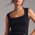 Maeve  tank top black ribbed square neckline stretchy casual top luxe Size SNWT Photo 0