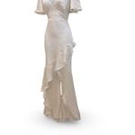 Lulus Eternal Bond White Satin Ruffled Flutter Sleeve Maxi Dress Photo 5