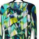 Worthington Asymmetrical Blue Green Long Sleeve Top Sz M Photo 2