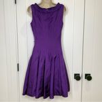 Badgley Mischka Silk Fit and Flare Dress Size 4 Satin Purple Elegant Cocktail Photo 2
