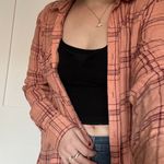 Free People 100% linen peach flannel-patterned shirt Photo 1