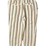 Free People  Beige & Orange Stripe Pleated Cropped Linen Trousers 2 Photo 1
