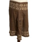 House Of Dereon brown linen embroidered Skirt Women's Size 6 Boho Cargo Pockets Photo 3