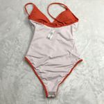Cupshe  Ruched Front One Piece Swimsuit‎ Women's Small Orange Plunging V-Neck NEW Photo 4